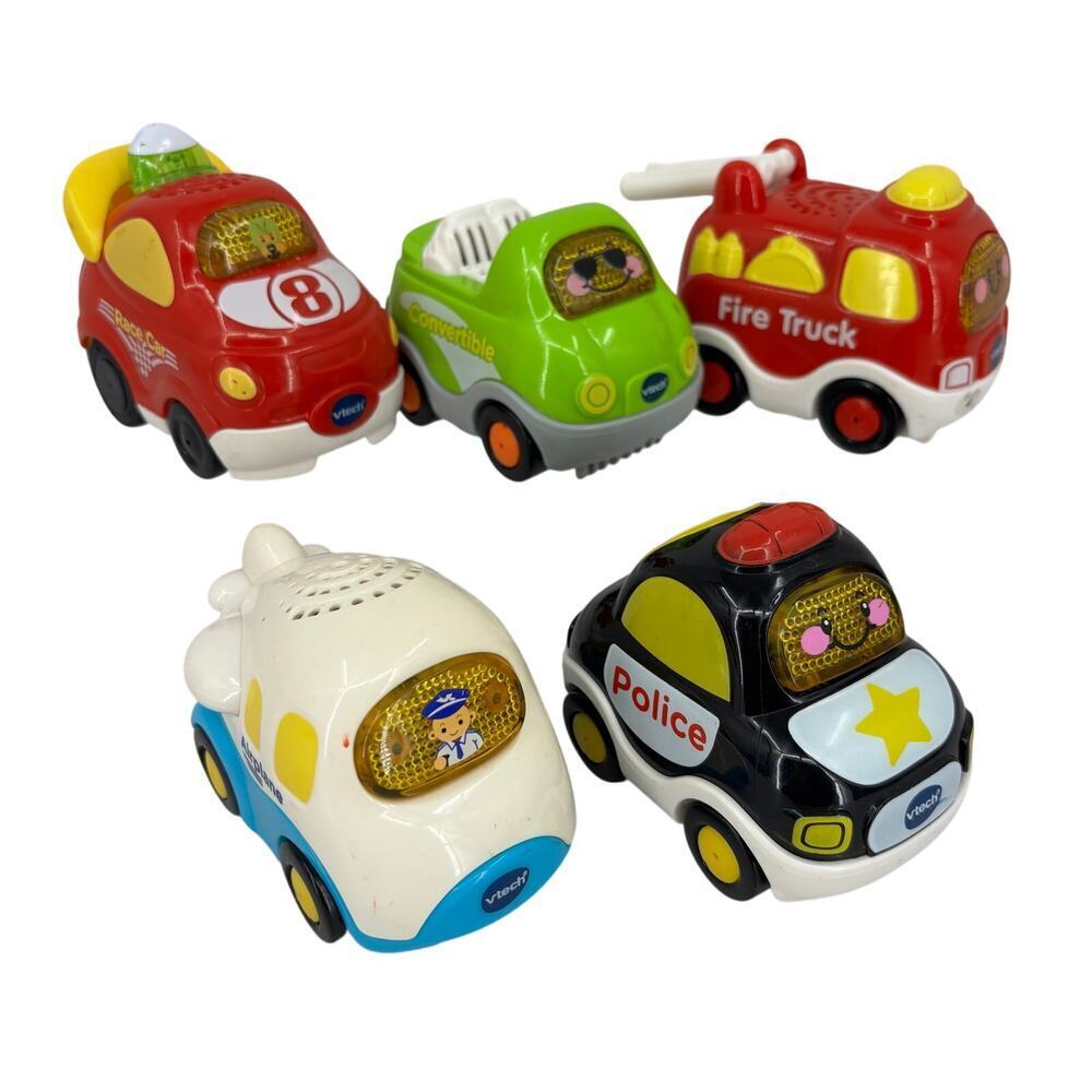 VTech 5 Go Go Smart Wheels Ariplane Police Fire Truck Convertible Race Car Works